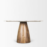 Allyson Round Brown Pedestal w/ Pink Marble Top Dining Table by Mercana at Eve Furniture