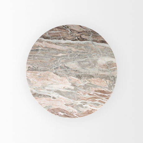 Allyson Round Brown Wood Pedestal w/ Savar Pink Marble Top Dining Table by Mercana at Eve Furniture