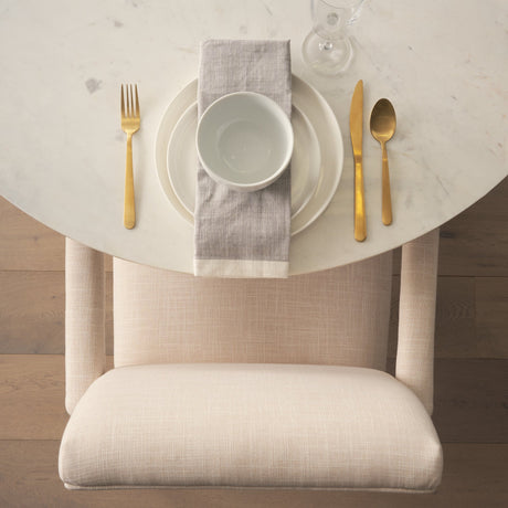 Allyson Round Brown Wood Pedestal w/Banswara White Marble Top Dining Table by Mercana at Eve Furniture