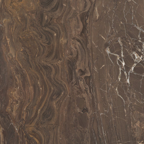 Allyson Round Dark Brown w/ Cappuccino Marble Pedestal Dining Table by Mercana at Eve Furniture