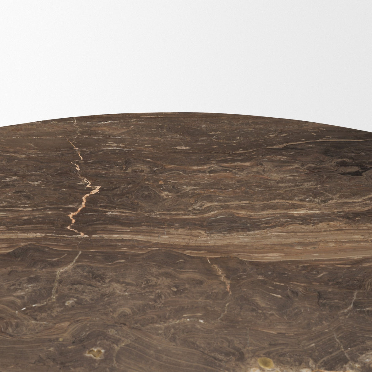 Allyson Round Dark Brown w/ Cappuccino Marble Pedestal Dining Table by Mercana at Eve Furniture
