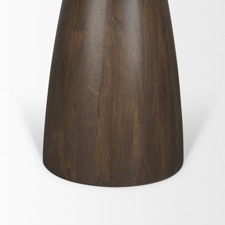 Allyson Round Dark Brown w/ Cappuccino Marble Pedestal Dining Table by Mercana at Eve Furniture