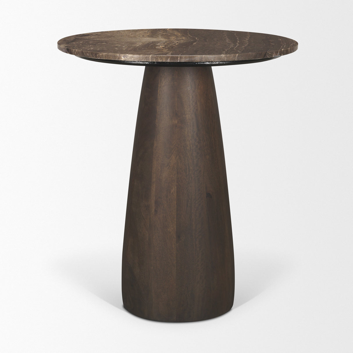 Allyson Round Dark Brown wood w/ Cappuccino Marble Top Bistro Table by Mercana at Eve Furniture
