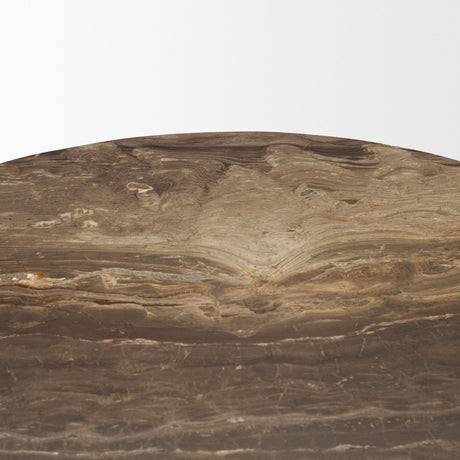 Allyson Round Dark Brown wood w/ Cappuccino Marble Top Bistro Table by Mercana at Eve Furniture