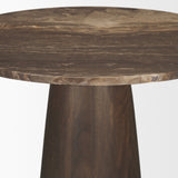 Allyson Round Dark Brown wood w/ Cappuccino Marble Top Bistro Table by Mercana at Eve Furniture