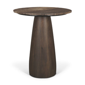 Allyson Round Dark Brown wood w/ Cappuccino Marble Top Bistro Table by Mercana at Eve Furniture