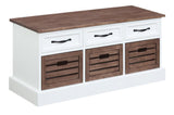 Alma Weathered Brown/White 3-Drawer Storage Bench