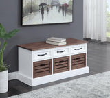 Alma Weathered Brown/White 3-Drawer Storage Bench