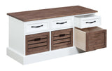 Alma Weathered Brown/White 3-Drawer Storage Bench