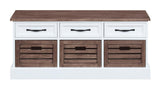 Alma Weathered Brown/White 3-Drawer Storage Bench