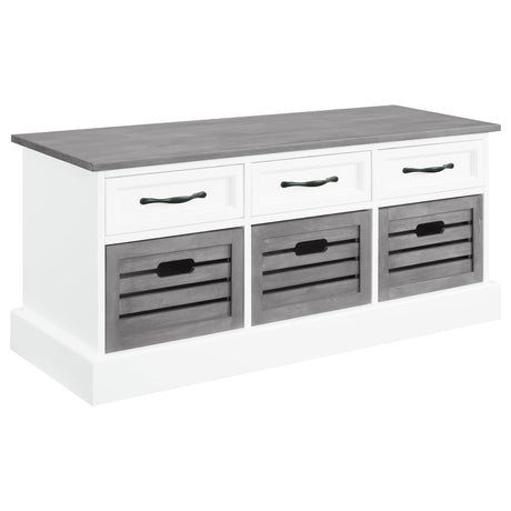 Alma White/Weathered Grey 3-Drawer Storage Bench Default Title by Coaster - Eve Furniture