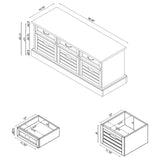 Alma White/Weathered Grey 3-Drawer Storage Bench