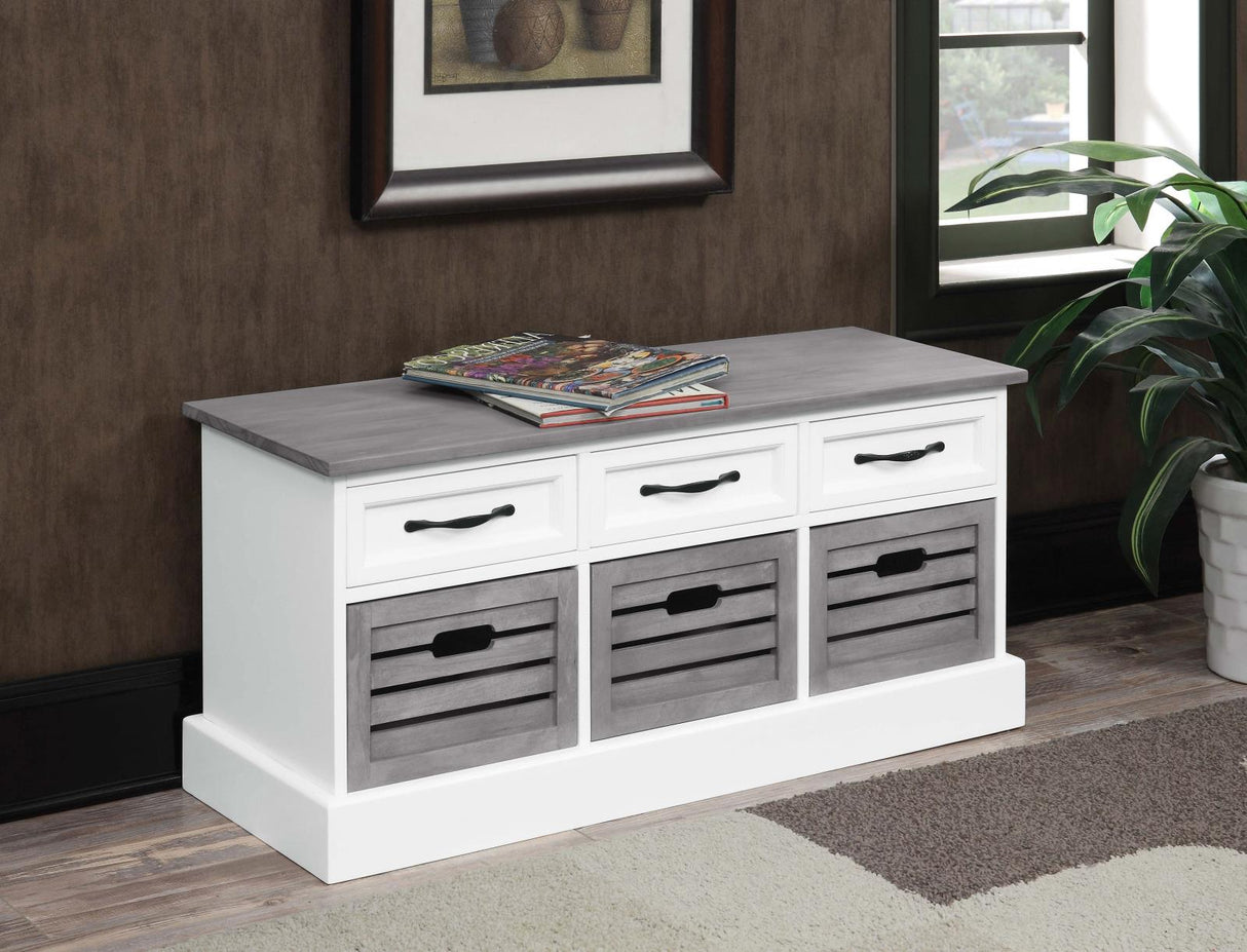 Alma White/Weathered Grey 3-Drawer Storage Bench