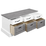 Alma White/Weathered Grey 3-Drawer Storage Bench