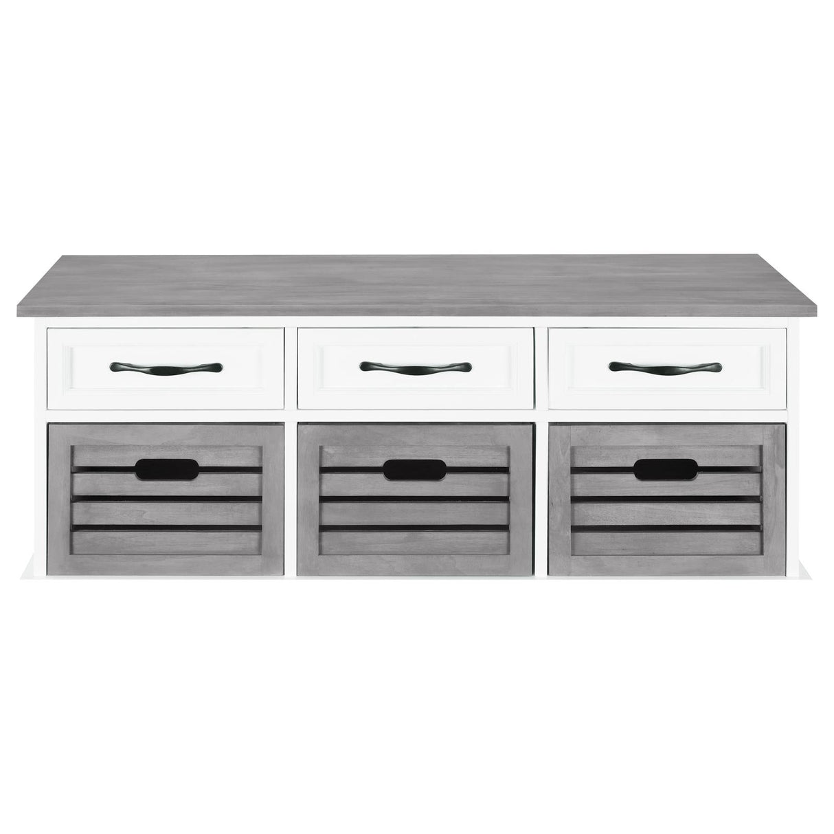 Alma White/Weathered Grey 3-Drawer Storage Bench