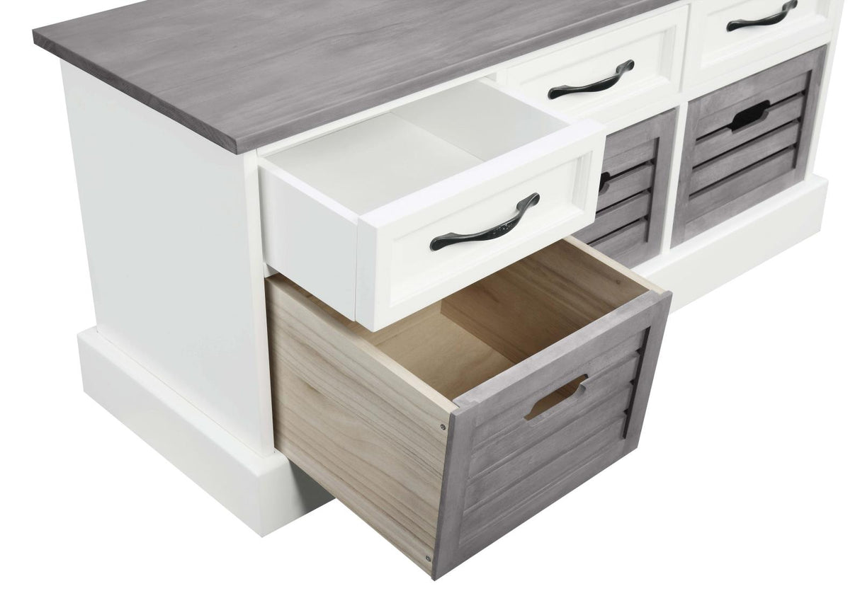 Alma White/Weathered Grey 3-Drawer Storage Bench