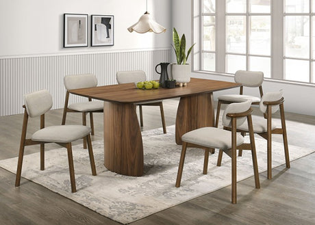 Alnwick Walnut/Beige 7-Piece Dining Room Set by Furniture of America at Eve Furniture