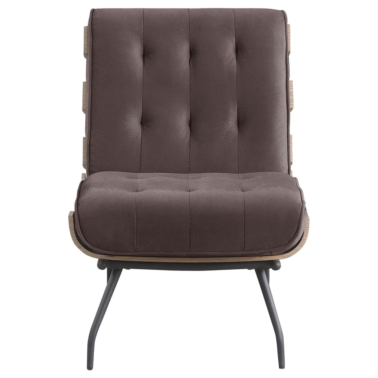 Aloma Dark Brown Armless Tufted Accent Chair