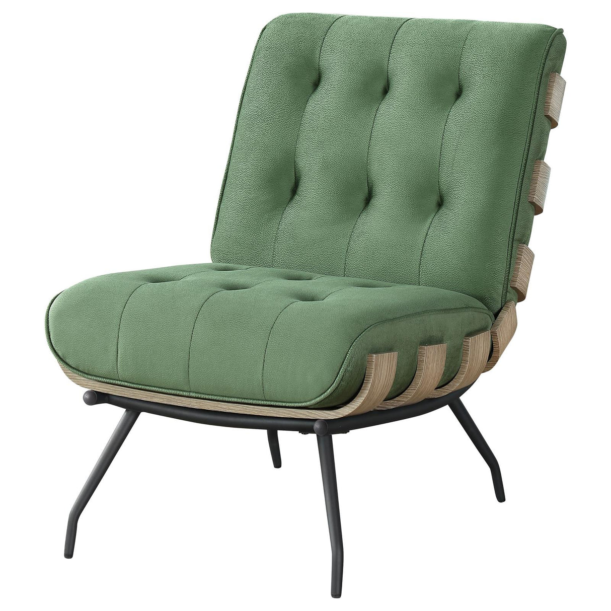 Aloma Green Armless Tufted Accent Chair