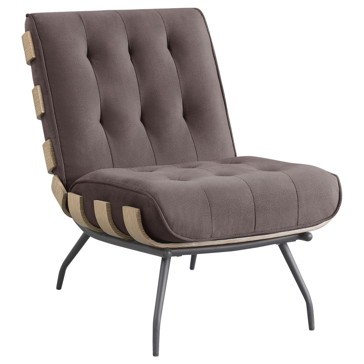 Aloma Dark Brown Armless Tufted Accent Chair by Coaster at Eve Furniture