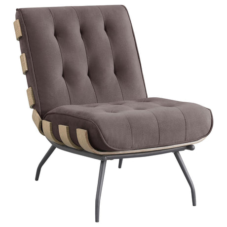 Aloma Dark Brown Armless Tufted Accent Chair by Coaster at Eve Furniture