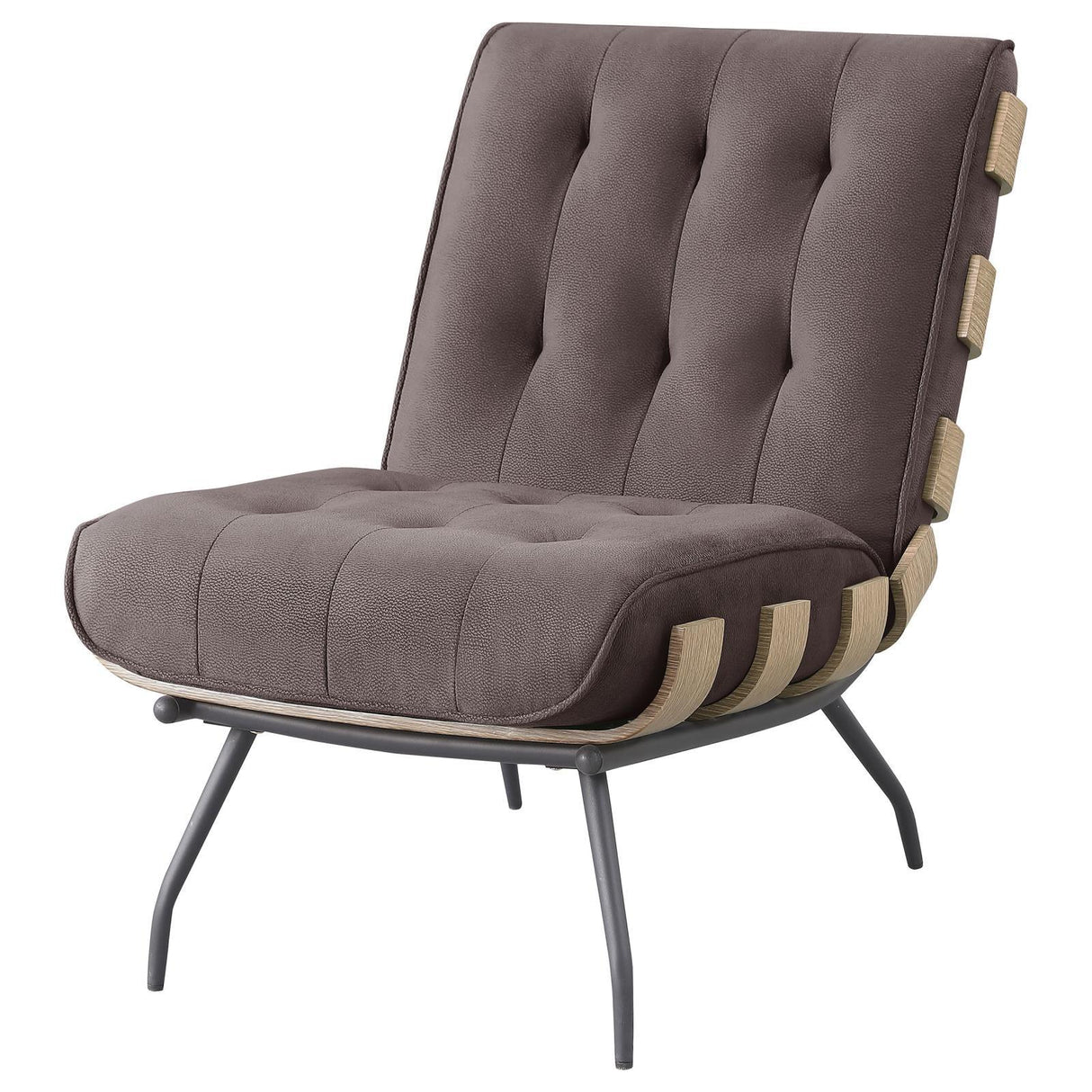 Aloma Dark Brown Armless Tufted Accent Chair by Coaster at Eve Furniture