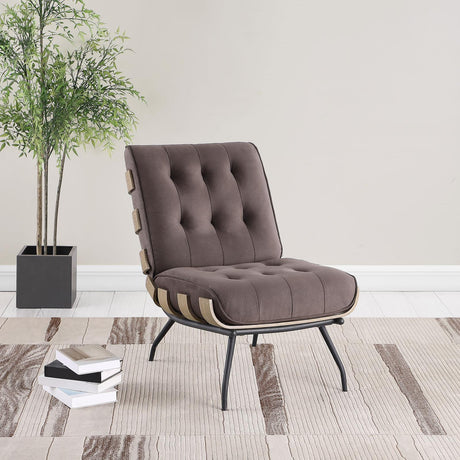 Aloma Dark Brown Armless Tufted Accent Chair by Coaster at Eve Furniture
