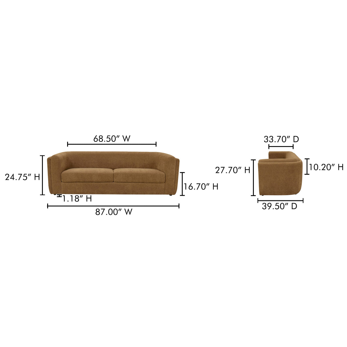 Alora Brown Sofa by Moe's Home at Eve Furniture