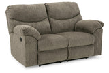Alphons Putty Manual Reclining Loveseat by Ashley at Eve Furniture