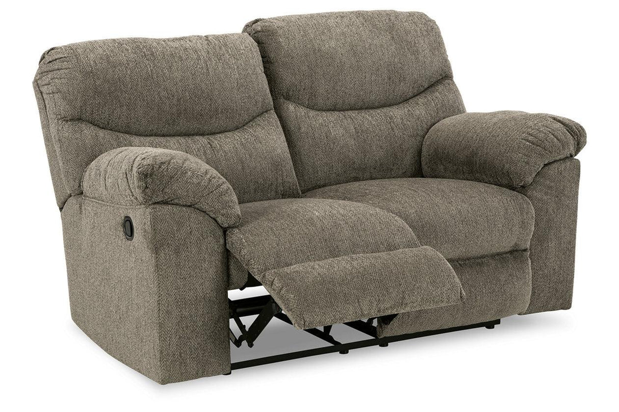 Alphons Putty Manual Reclining Loveseat by Ashley at Eve Furniture