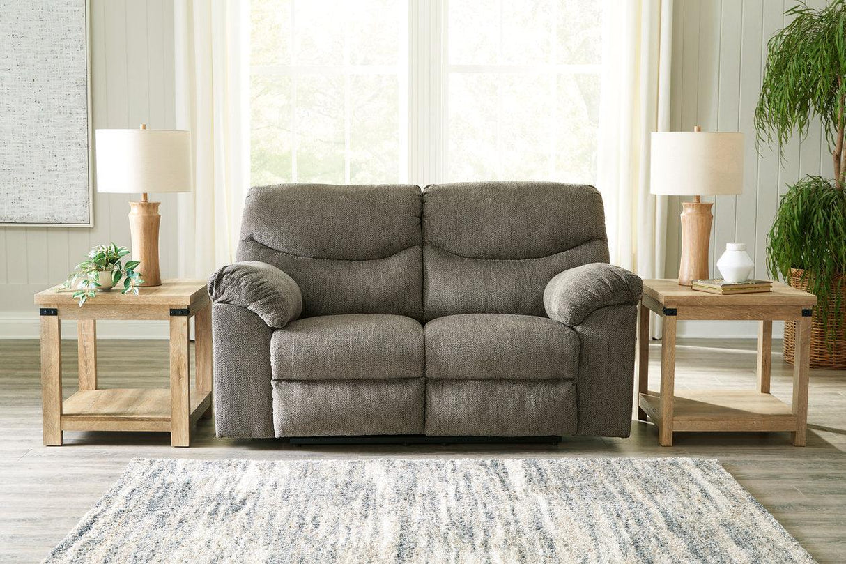 Alphons Putty Manual Reclining Loveseat by Ashley at Eve Furniture
