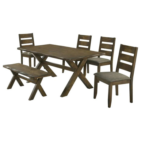 Alston Knotty Nutmeg/Gray 6-Piece Dining Set by Coaster at Eve Furniture