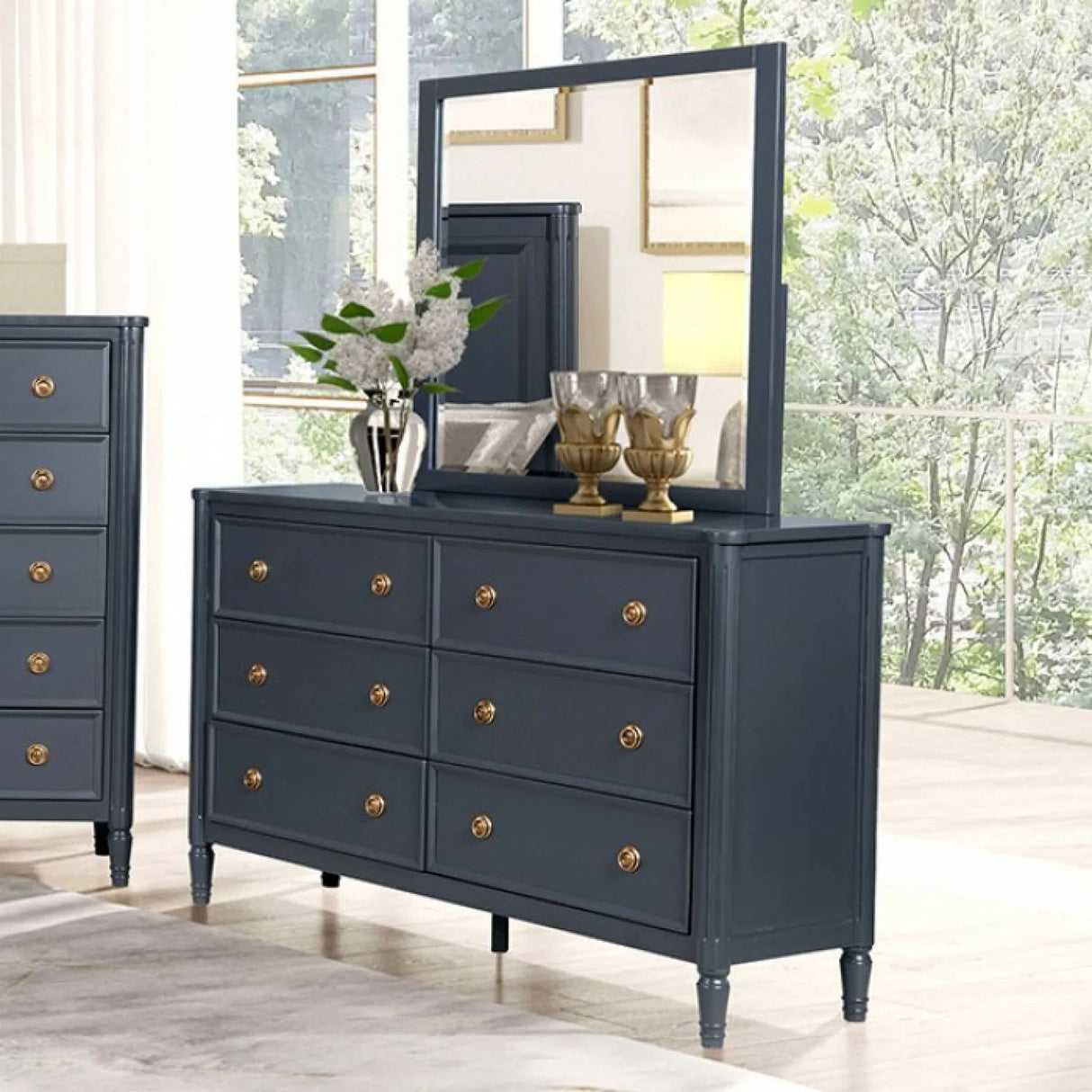 Altamira Malta Blue 4-Piece Queen Bedroom Set by Furniture of America at Eve Furniture