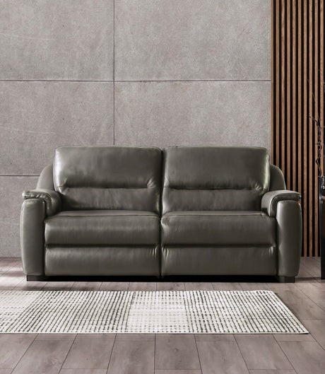 Altamura Gray Real Italian Leather Power Reclining Sofa & Loveseat by Furniture of America at Eve Furniture