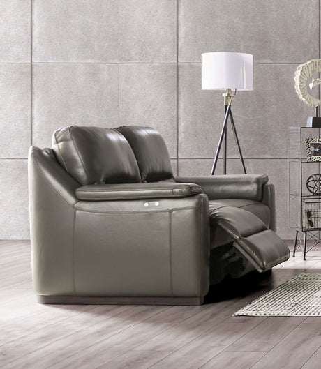 Altamura Gray Real Italian Leather Power Reclining Sofa & Loveseat by Furniture of America at Eve Furniture