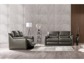 Altamura Gray Real Italian Leather Power Reclining Sofa & Loveseat by Furniture of America at Eve Furniture