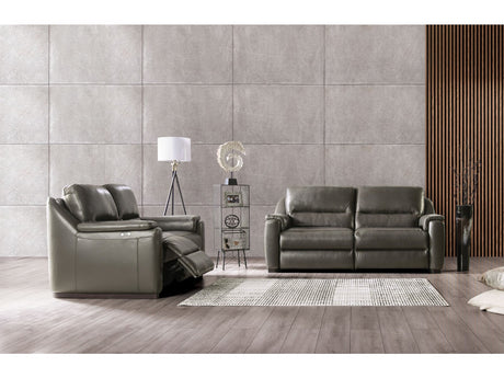 Altamura Gray Real Italian Leather Power Reclining Sofa & Loveseat by Furniture of America at Eve Furniture