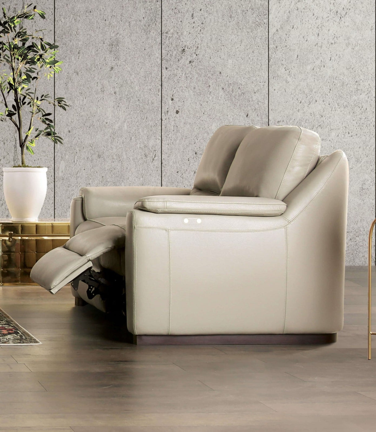 Altamura Taupe Real Italian Leather Power Reclining Sofa & Loveseat by Furniture of America at Eve Furniture