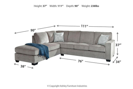 Altari Alloy 2-Piece Left Arm Facing Chaise Sectional by Ashley at Eve Furniture