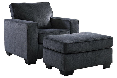 Altari Slate Chair and Ottoman by Ashley at Eve Furniture