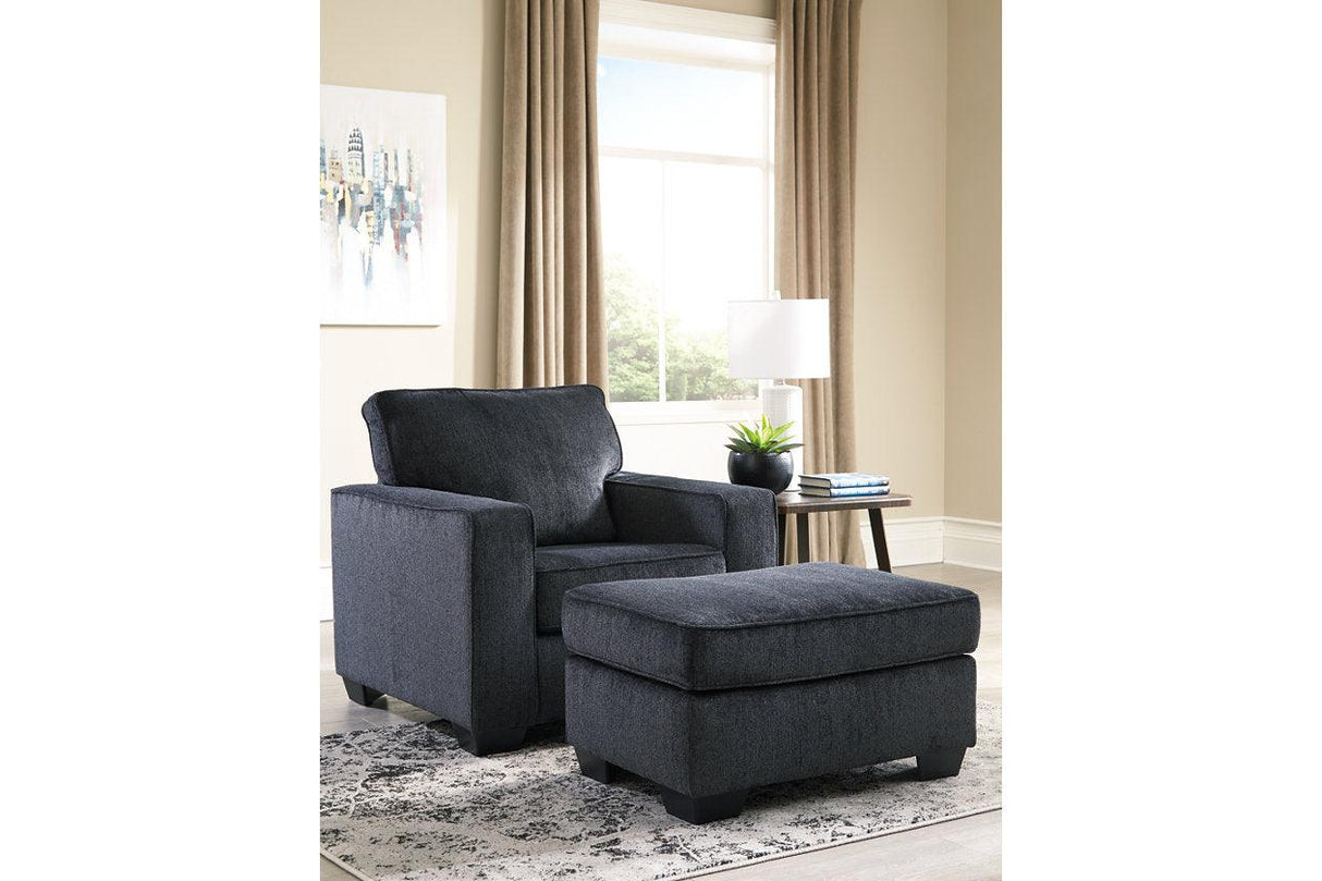 Altari Slate Chair and Ottoman by Ashley at Eve Furniture
