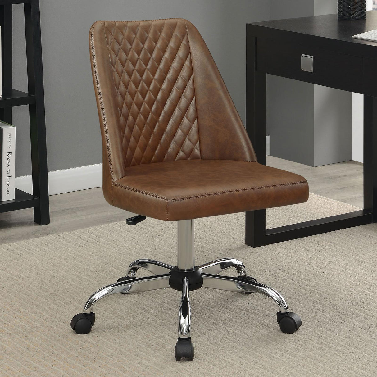 Althea Brown/Chrome Upholstered Tufted Back Office Chair