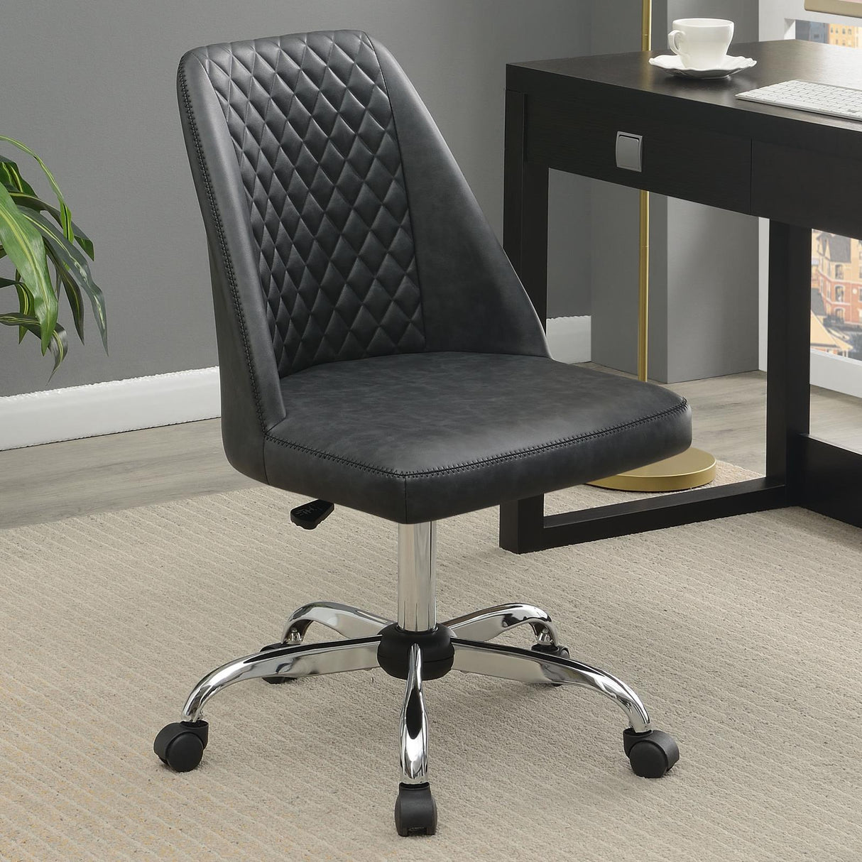 Althea Gray/Chrome Upholstered Tufted Back Office Chair