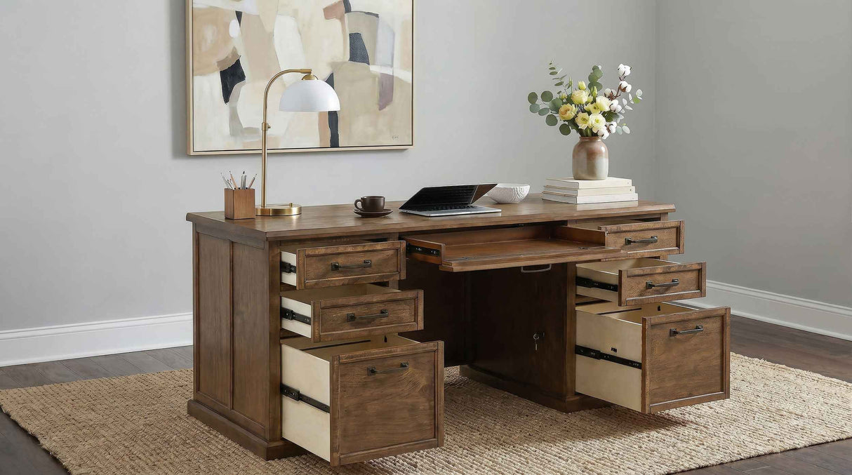 Altidore Distressed Brown 68-inch 7-drawer Executive Home Office Desk by Coaster at Eve Furniture