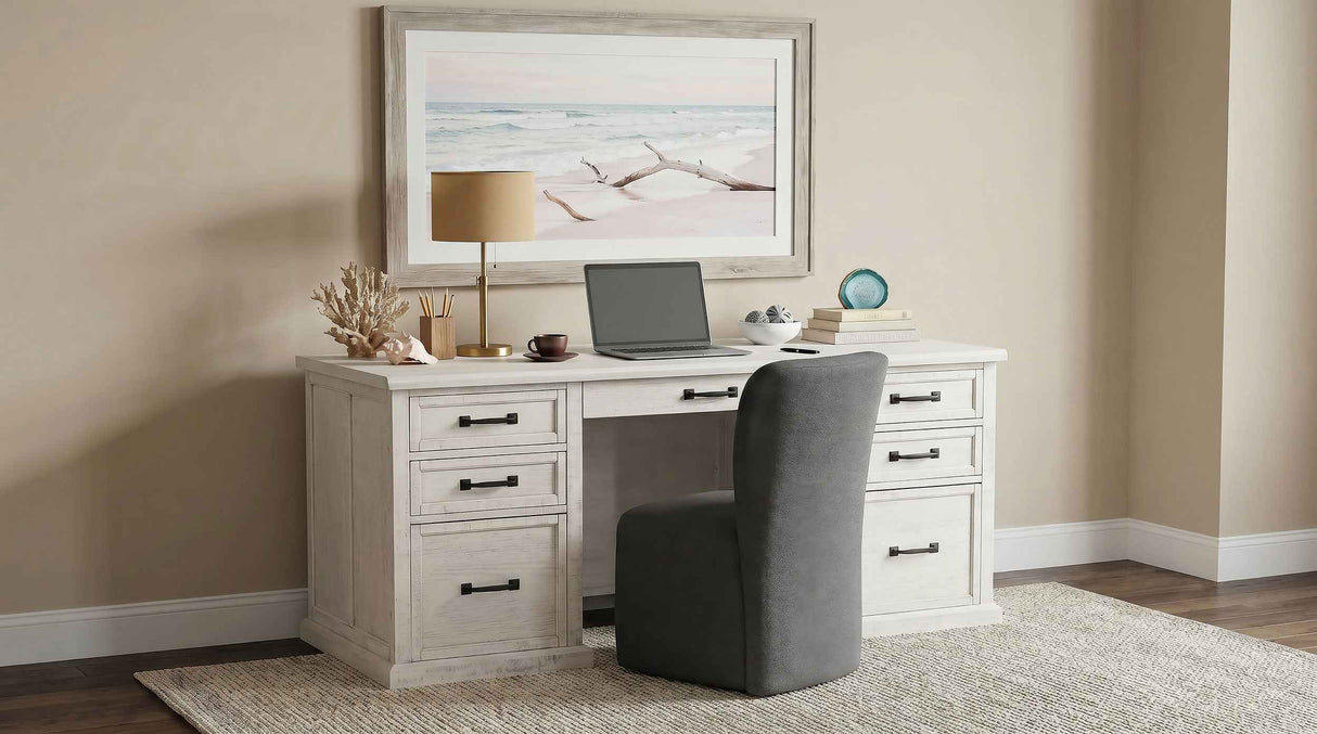 Altidore Distressed White 68-inch 7-drawer Executive Home Office Desk by Coaster at Eve Furniture