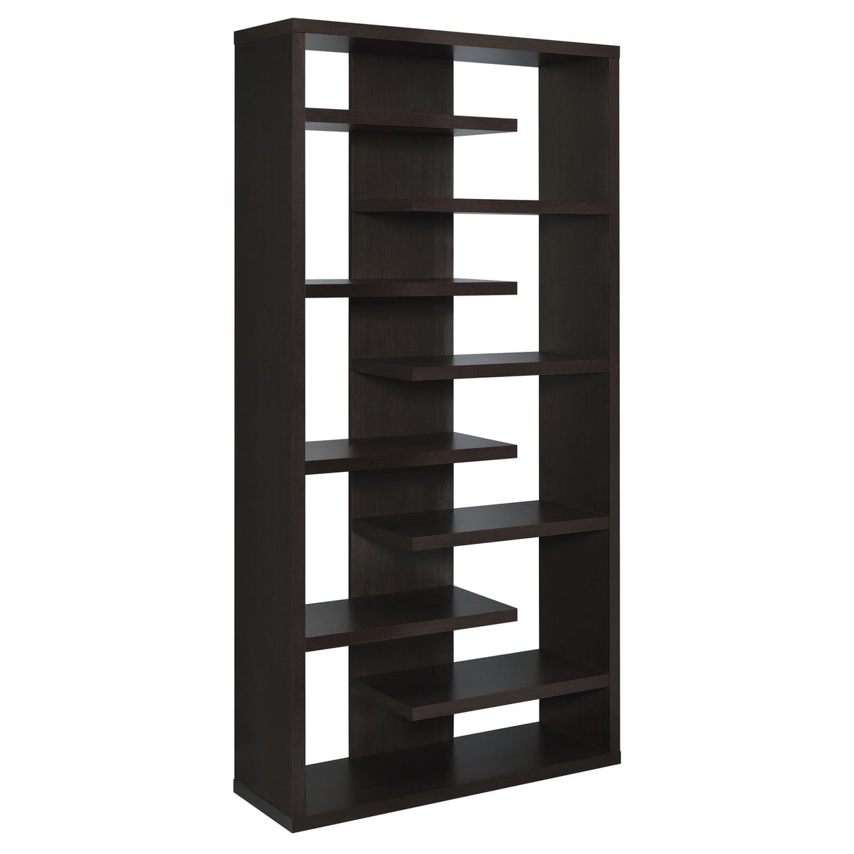 Altmark Cappuccino Bookcase with Staggered Floating Shelves