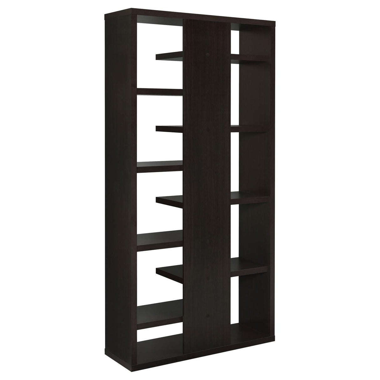 Altmark Cappuccino Bookcase with Staggered Floating Shelves