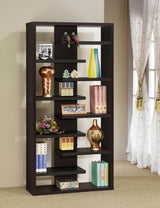 Altmark Cappuccino Bookcase with Staggered Floating Shelves