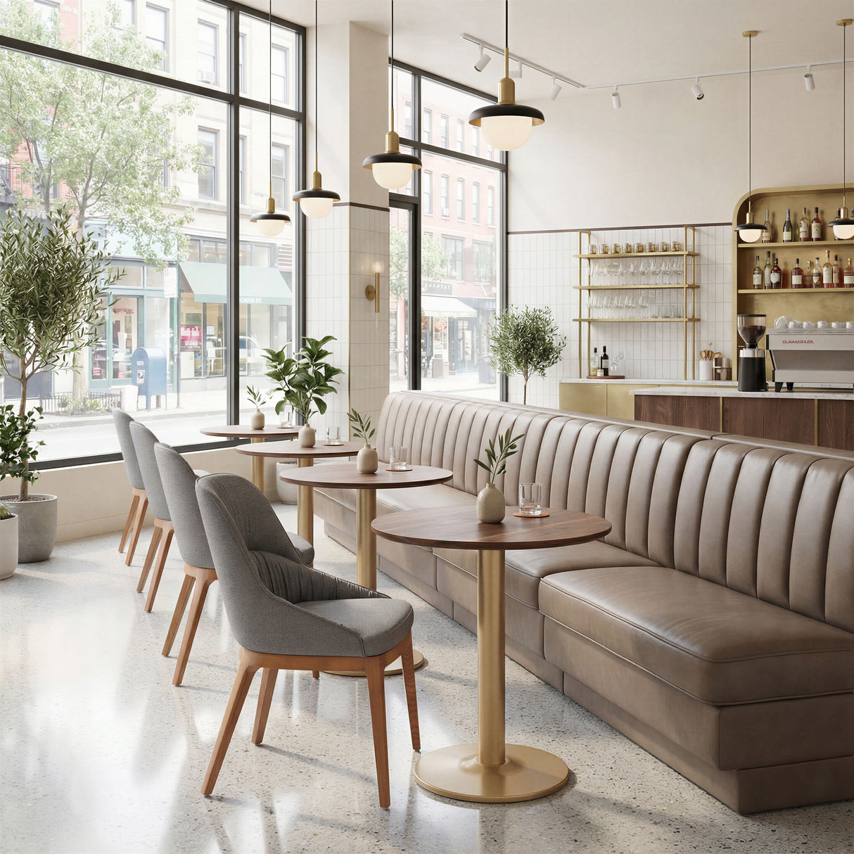 Alto Brown & Gold Bistro Table by Zuomod at Eve Furniture