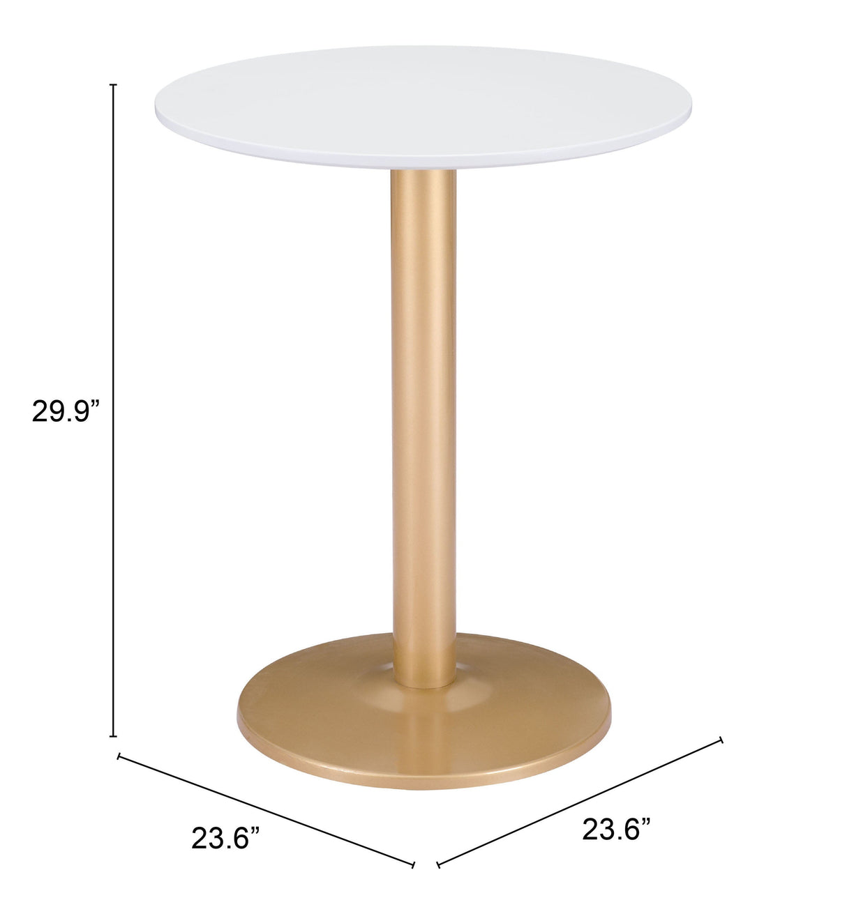 Alto White & Gold Bistro Table by Zuomod at Eve Furniture